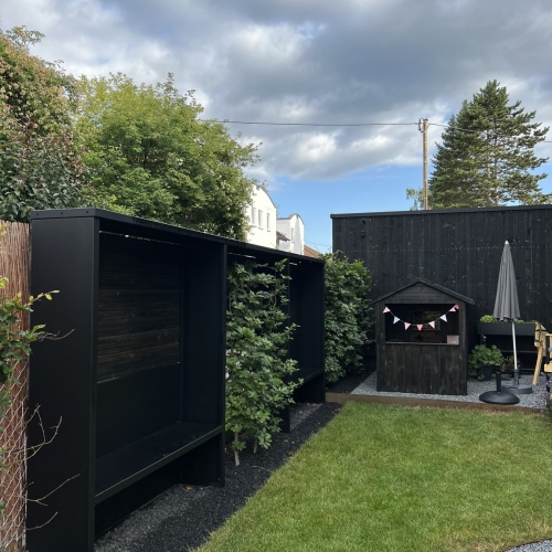 Sichtschutz /Trennwand RAWU Schwarz mit Hecke